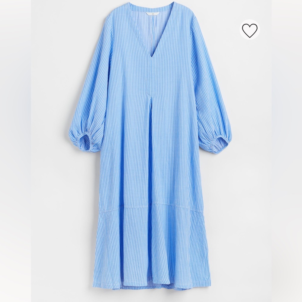H&M Wide-cut cotton Blue Striped Dress size S